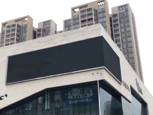 Tampilan Sudut Kanan Layar Video LED Luar Ruangan 10mm Pitch Piksel Frekuensi 60Hz Pabrik Shenzhen