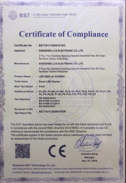 Cina Shenzhen LCS Electronic Co., Ltd. Sertifikasi