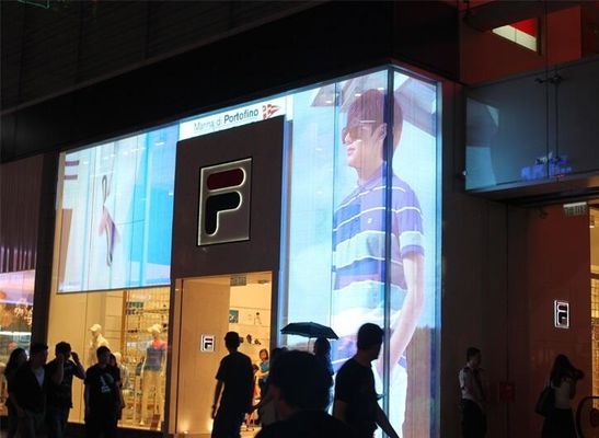 Iklan Luar Ruangan Layar Video LED Transparan 16384 Titik Untuk Pusat Perbelanjaan Pabrik Shenzhen