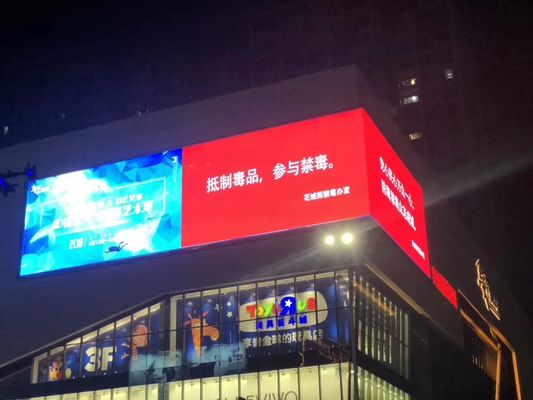 Tampilan Sudut Kanan Layar Video LED Luar Ruangan 10mm Pitch Piksel Frekuensi 60Hz Pabrik Shenzhen